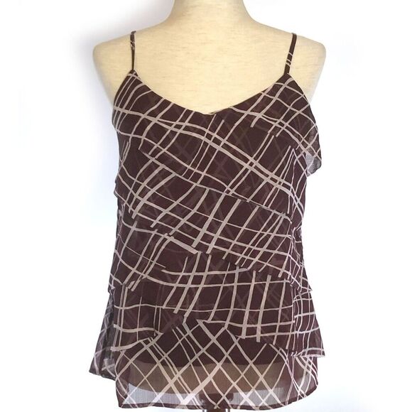 Brown NY & Co Sheer Layered Tank Top Small - Picture 1 of 6
